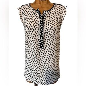 NWOT Ann Taylor Loft Black and White Sheer Tee S